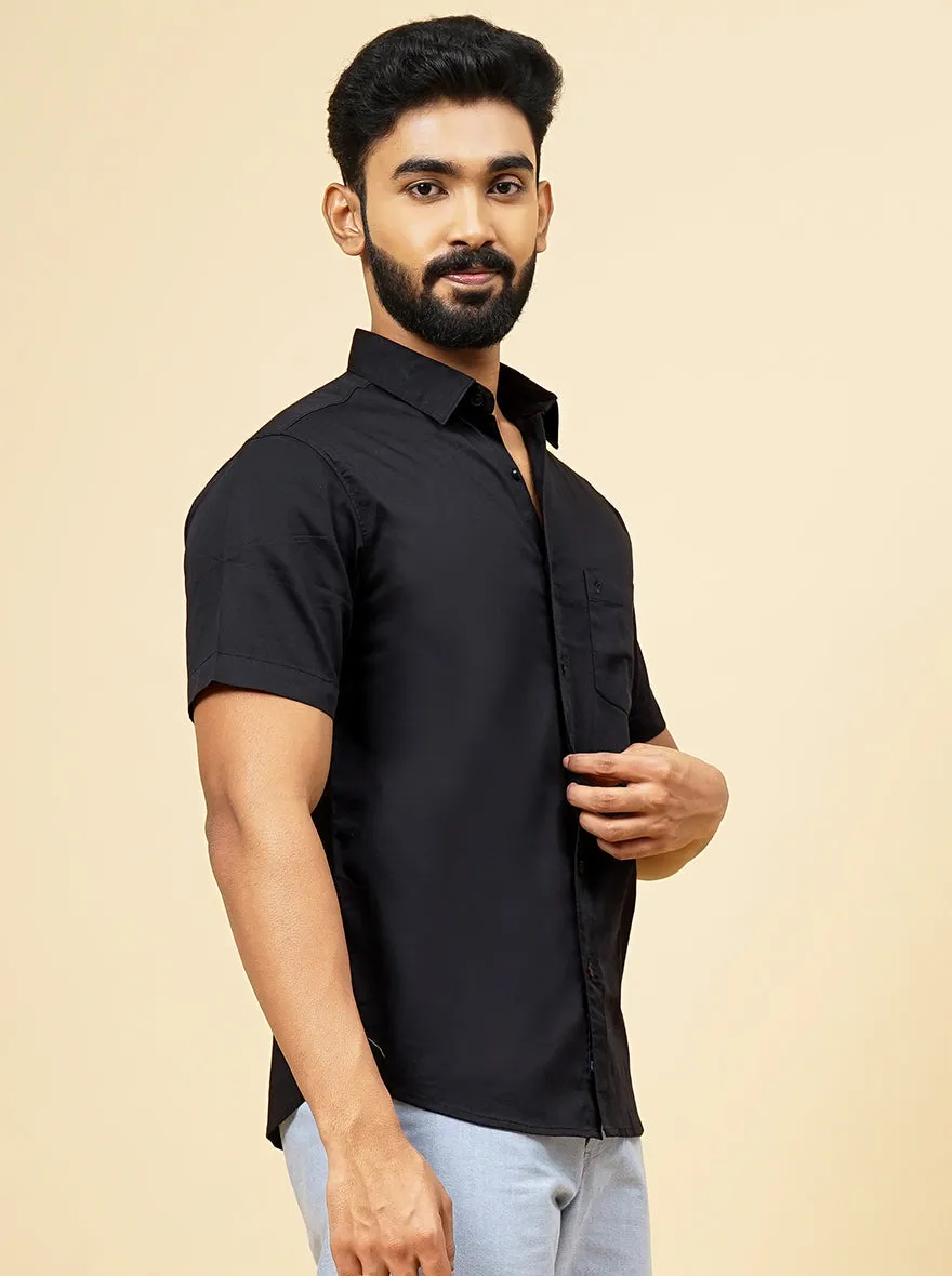 Black Solid Slim Fit Casual Shirt | Greenfibre