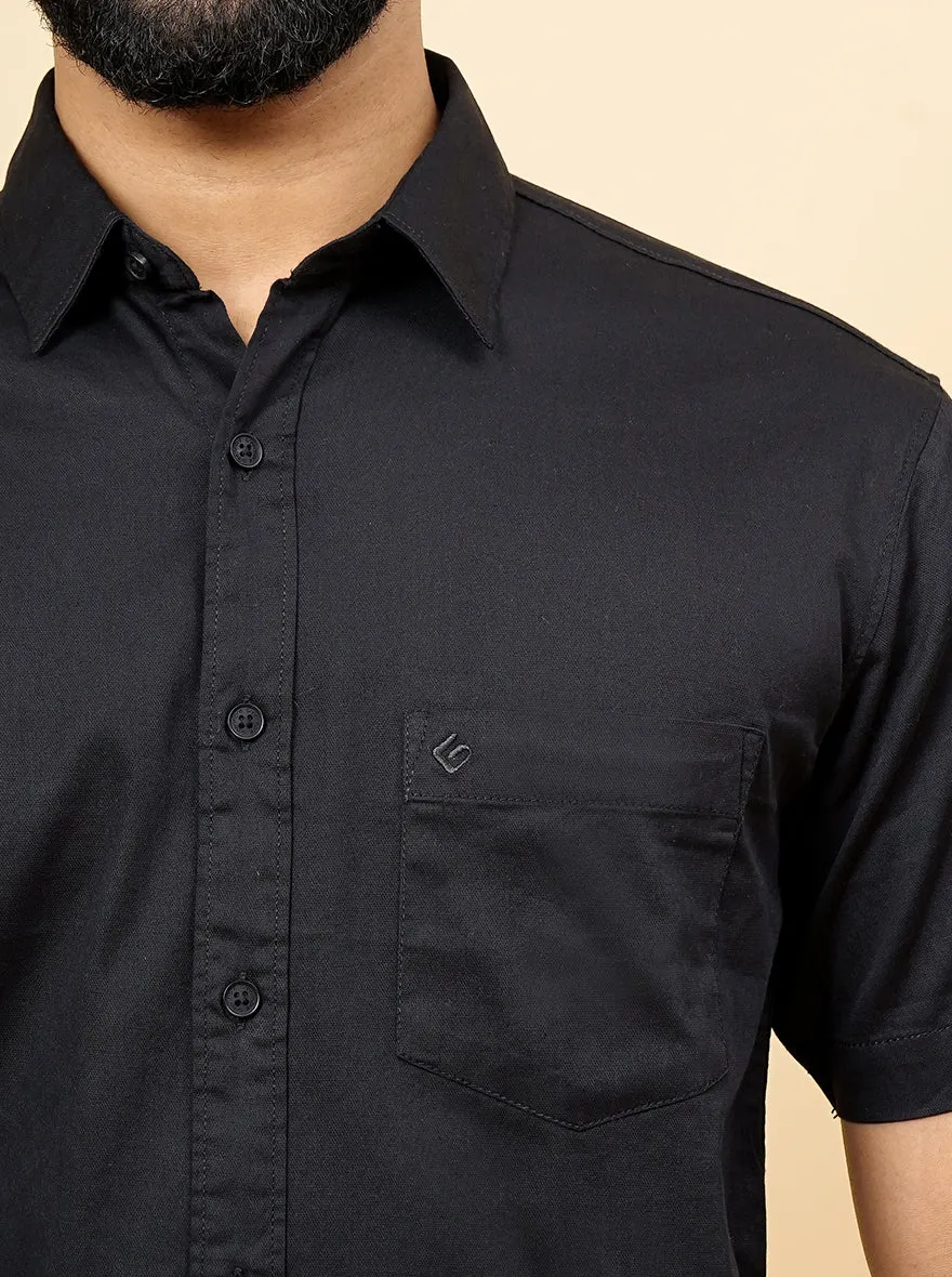 Black Solid Slim Fit Casual Shirt | Greenfibre