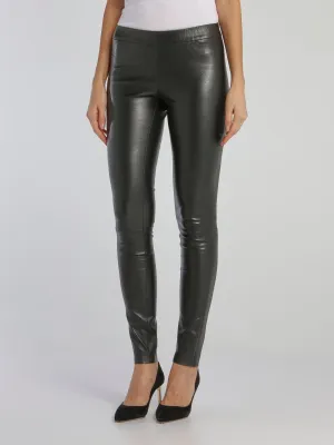 Black Stretch Leather Leggings