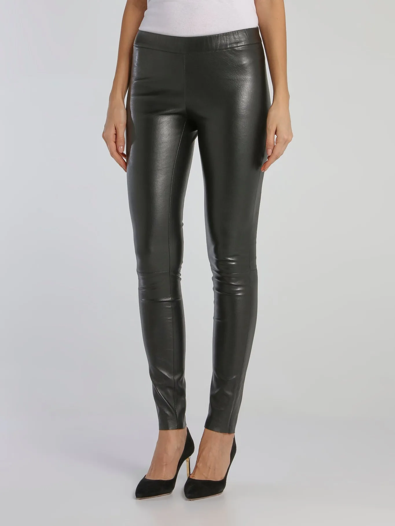 Black Stretch Leather Leggings