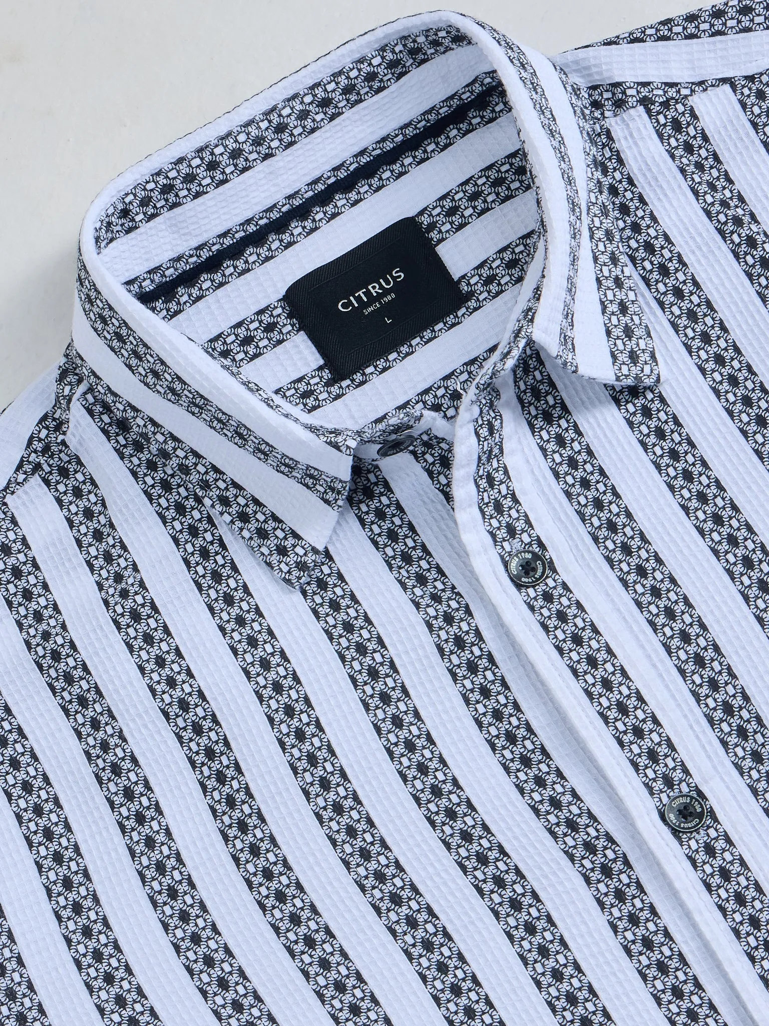 Black Striped Cotton Slim Fit Shirt
