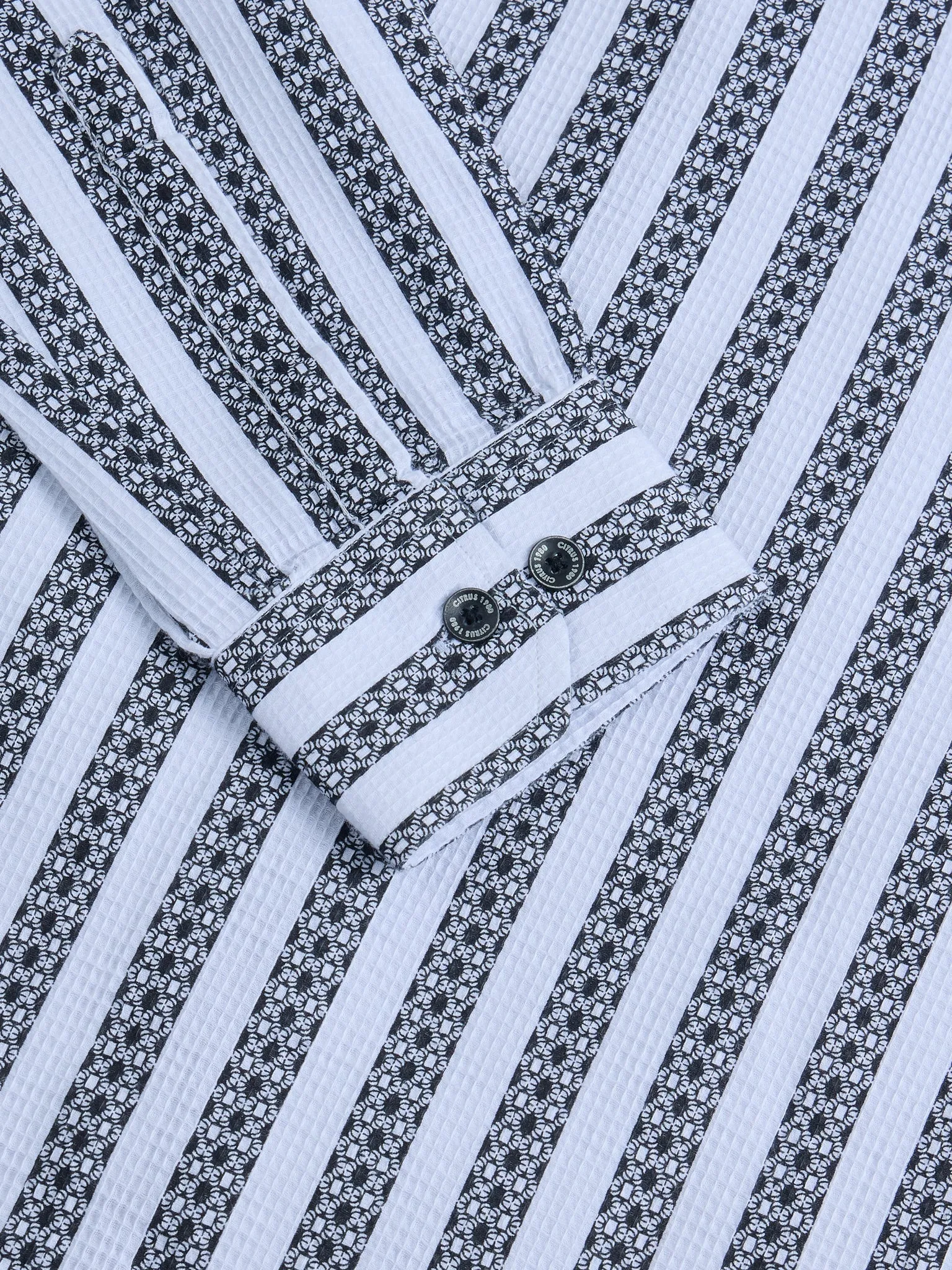 Black Striped Cotton Slim Fit Shirt