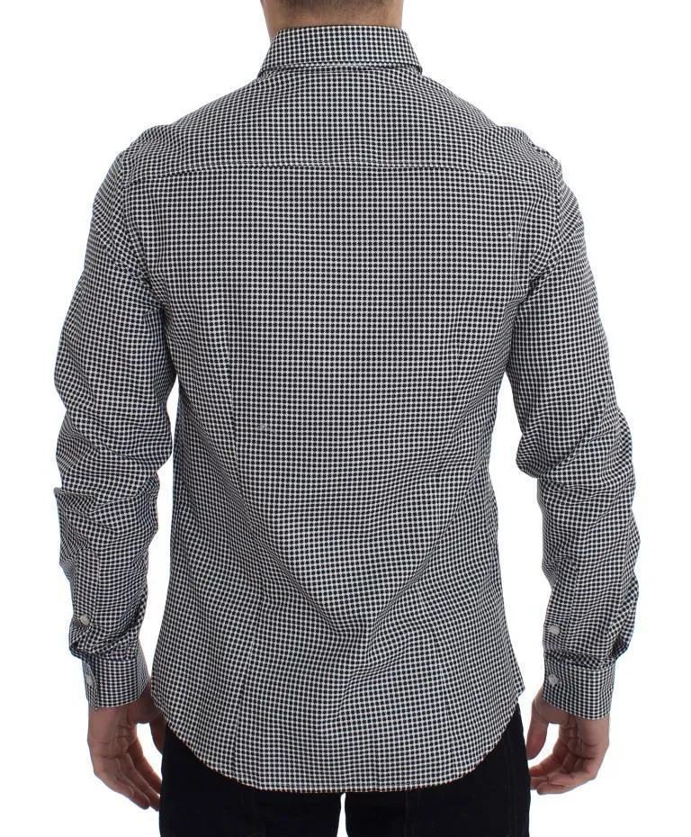 Black White Slim Fit Cotton Shirt