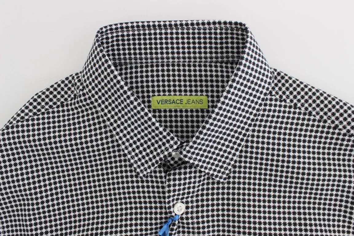 Black White Slim Fit Cotton Shirt
