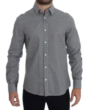 Black White Slim Fit Cotton Shirt