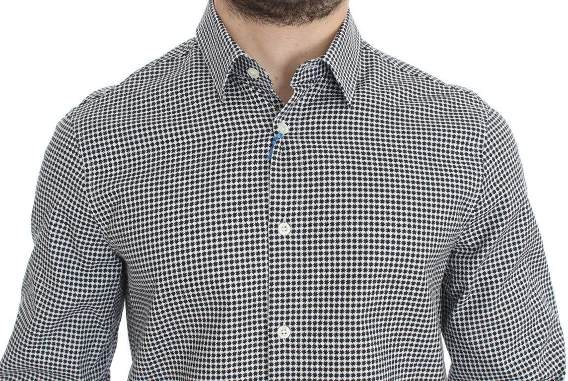 Black White Slim Fit Cotton Shirt