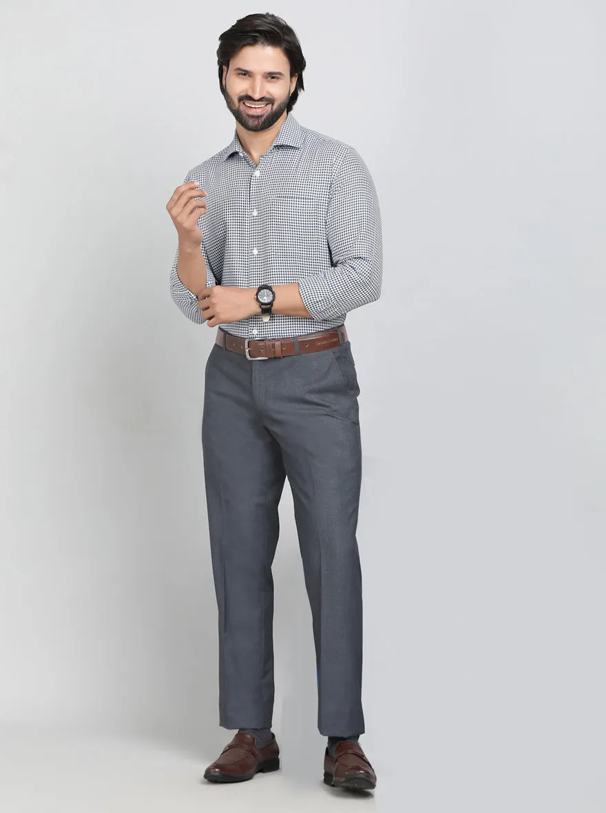 Blue Printed Slim Fit Formal Shirt | Metal