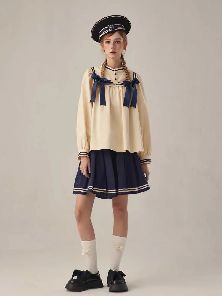 boyish loose beige stand collar shirt