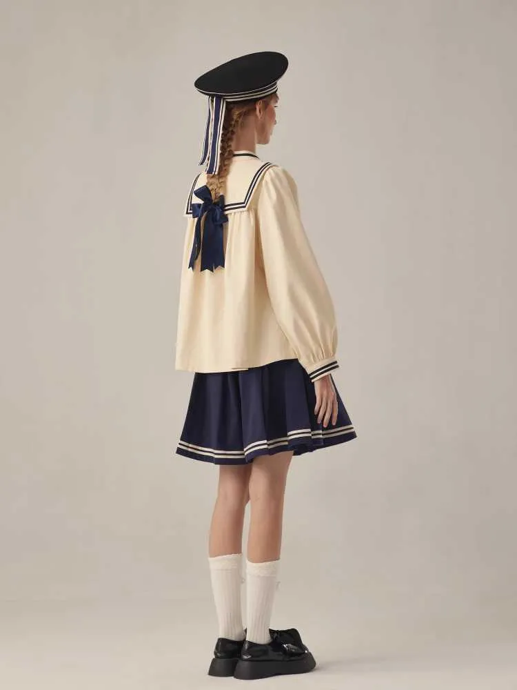 boyish loose beige stand collar shirt