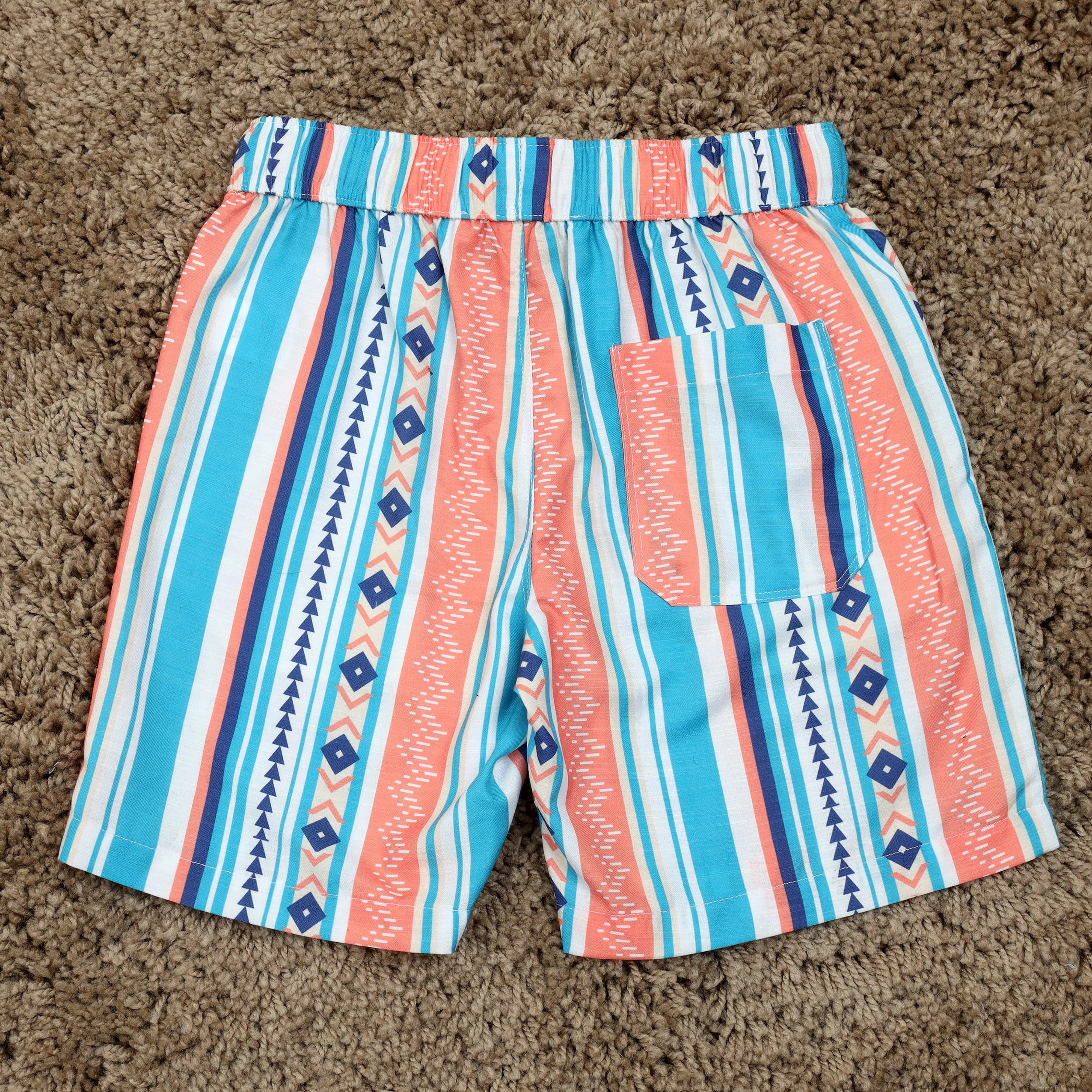 Boys Aztec Print Short  Turquoise Orange