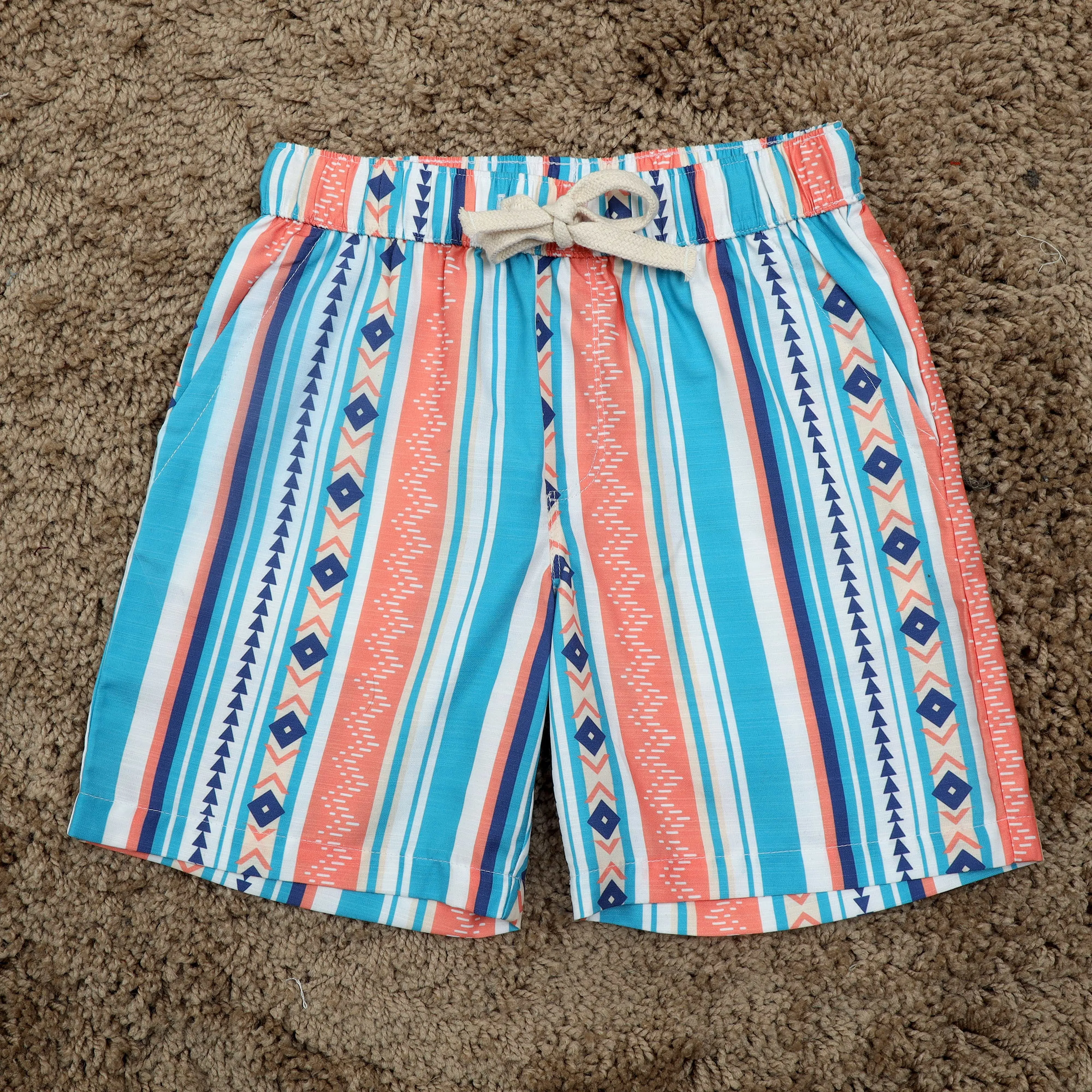 Boys Aztec Print Short  Turquoise Orange
