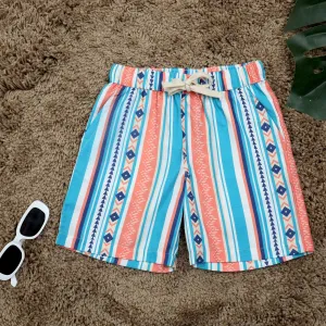 Boys Aztec Print Short  Turquoise Orange