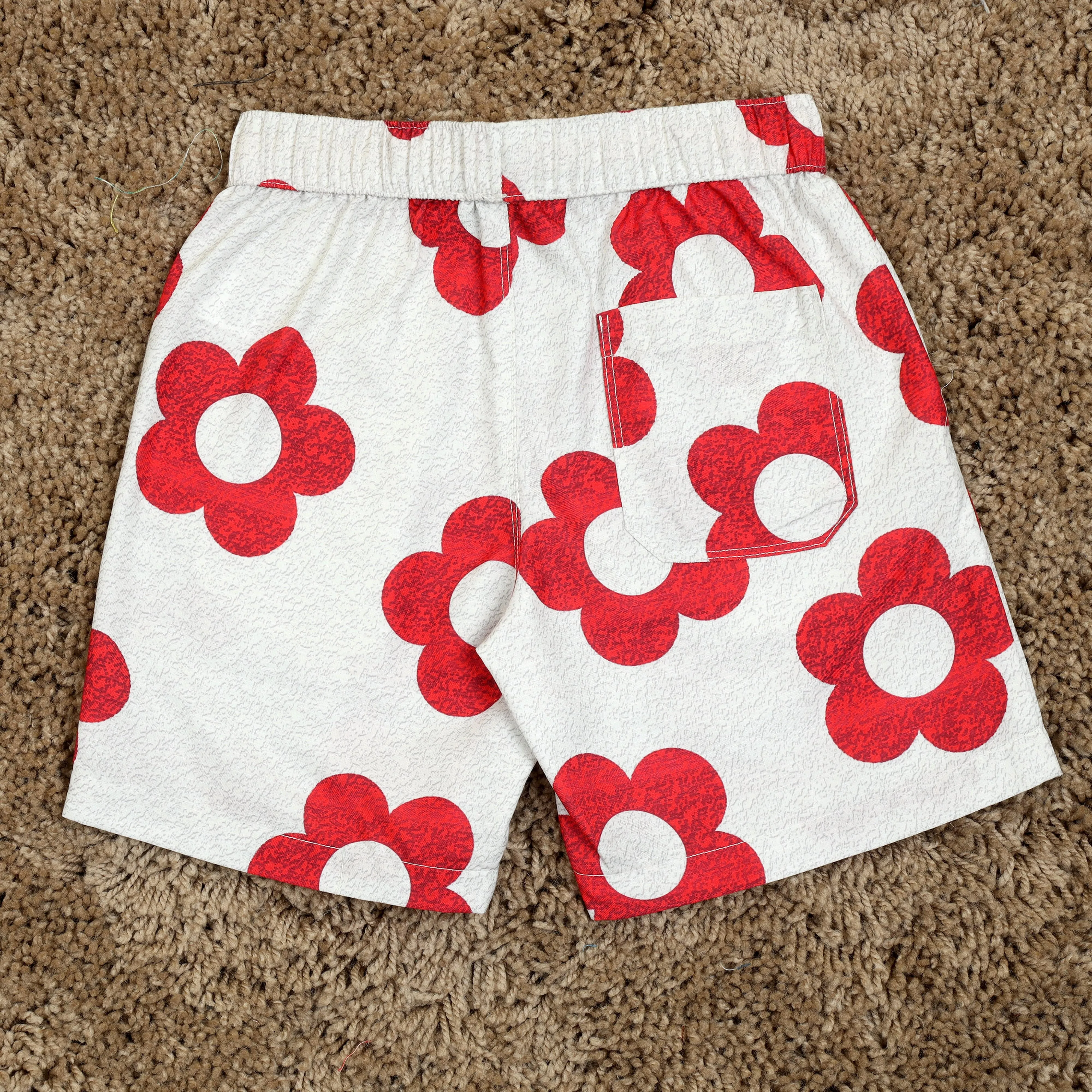 Boys Flower Print Short Hibiscus Red