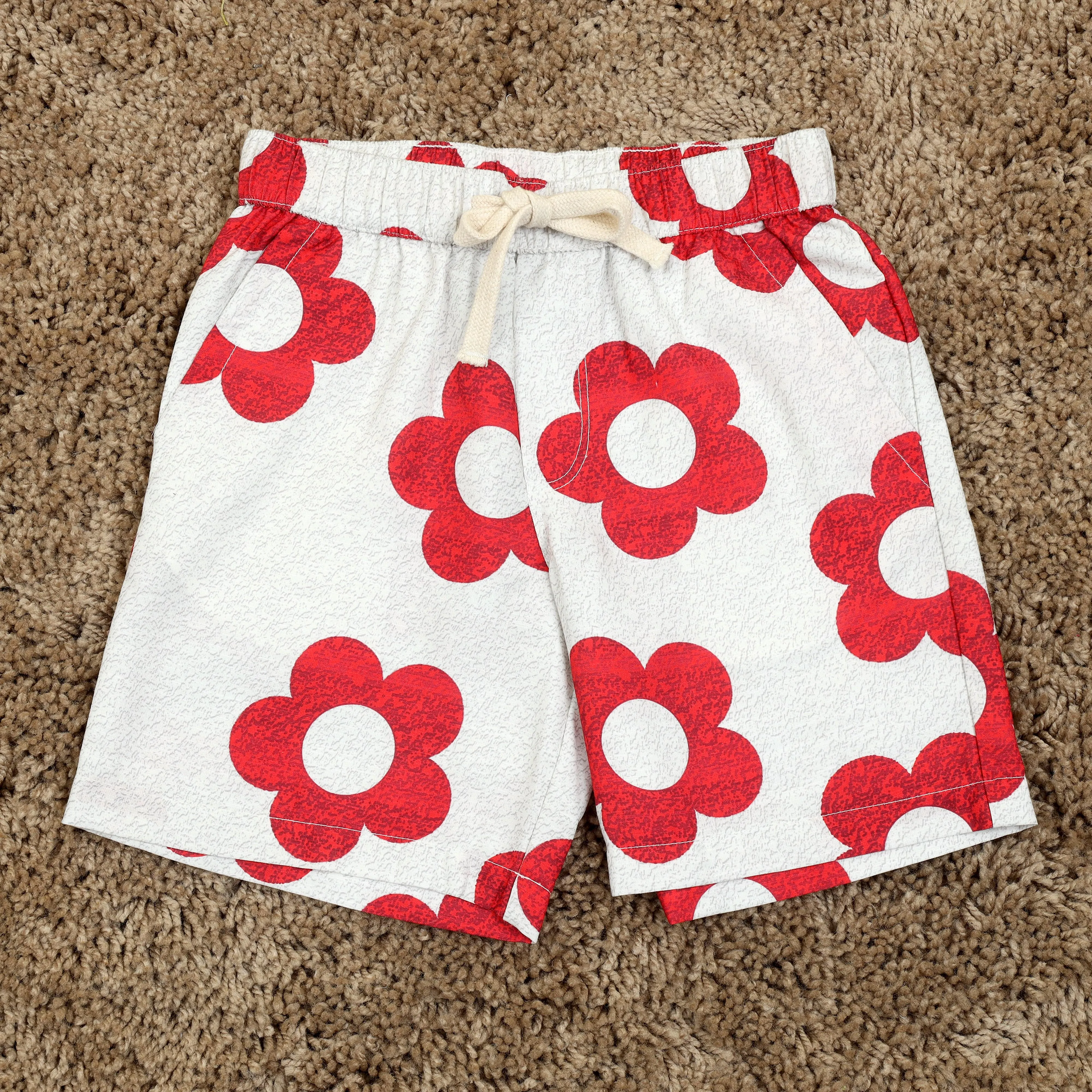 Boys Flower Print Short Hibiscus Red