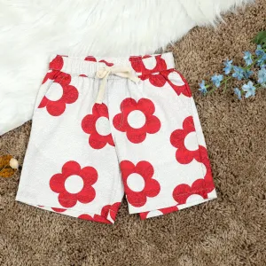 Boys Flower Print Short Hibiscus Red
