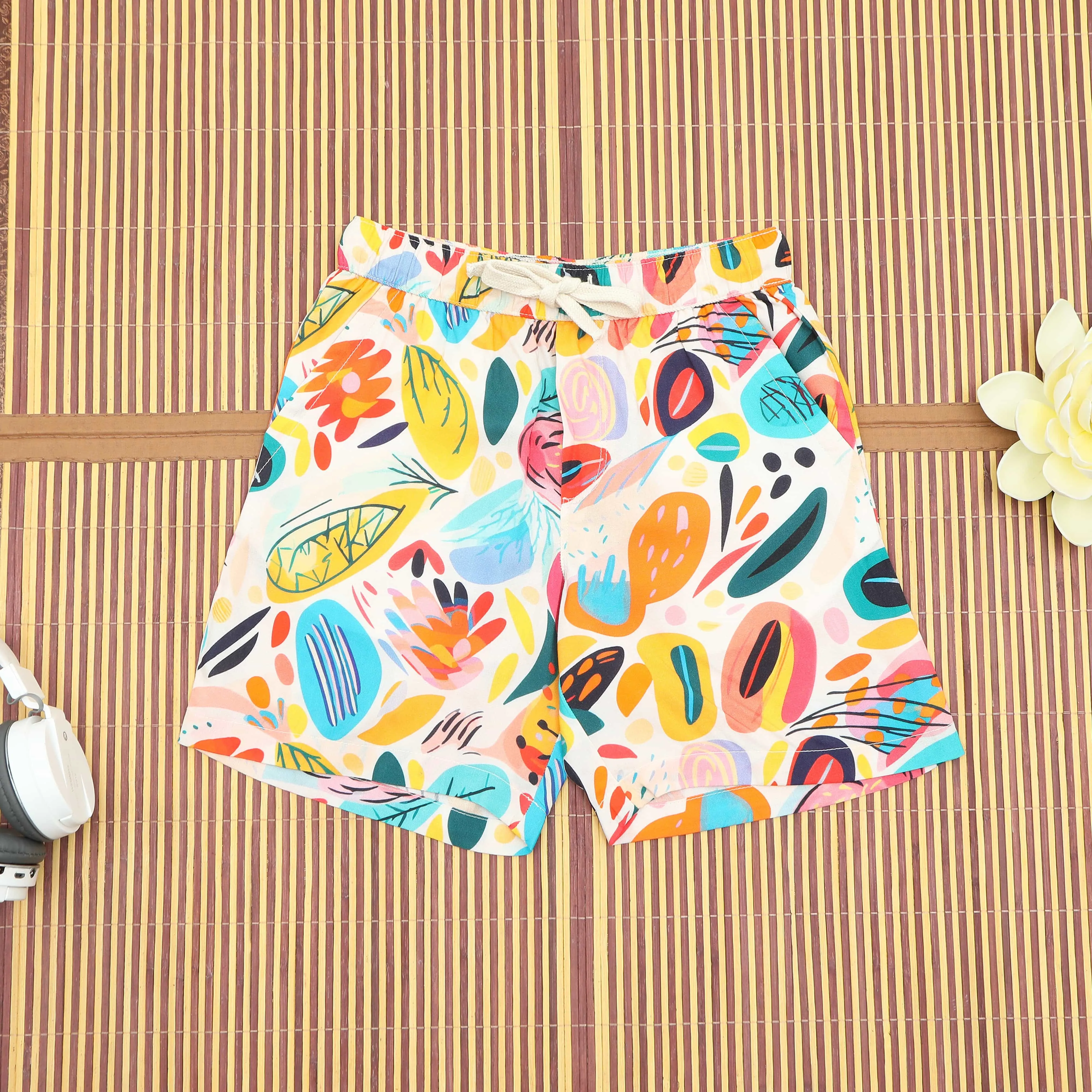 Boys Modern Leaf Print Short Multi Colour