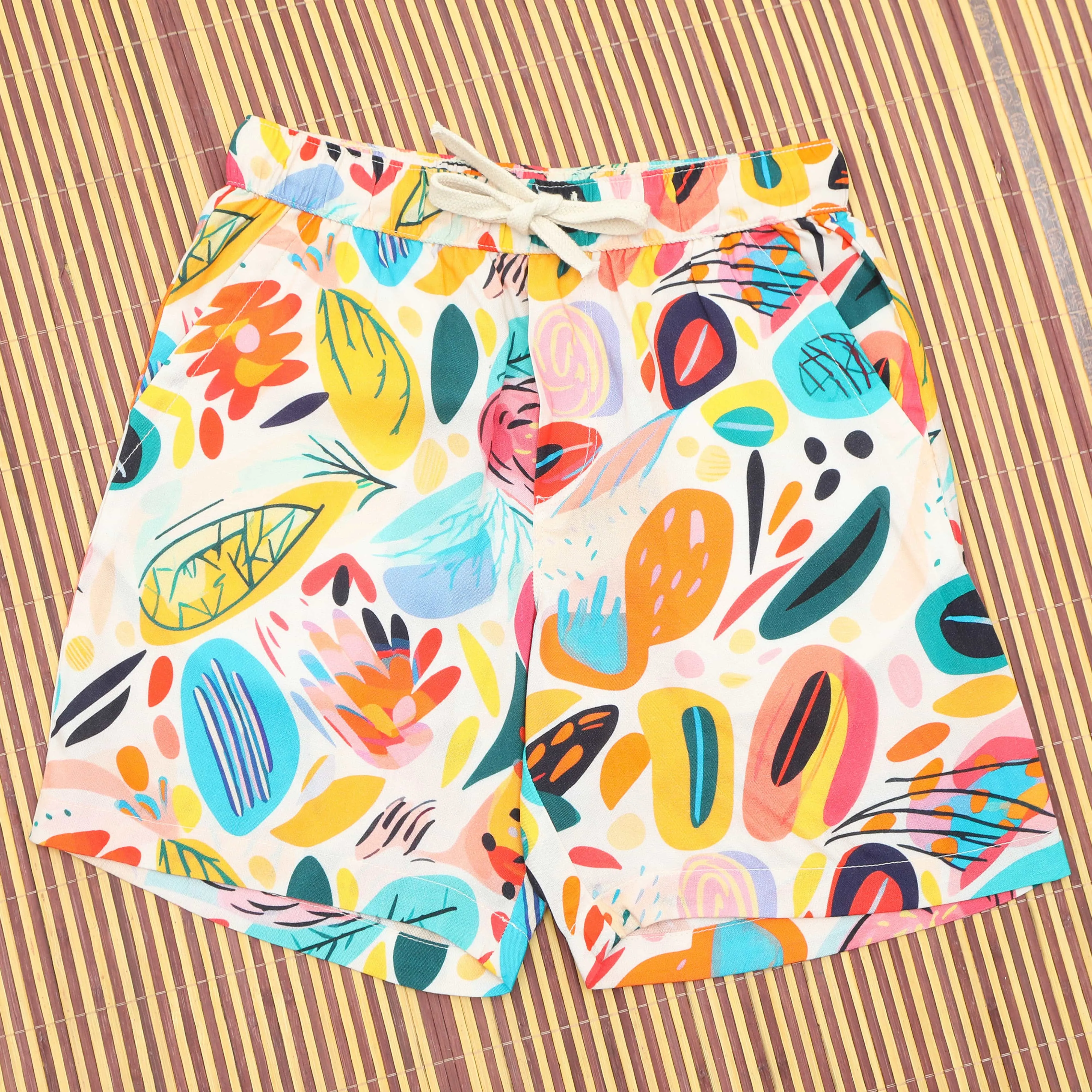 Boys Modern Leaf Print Short Multi Colour