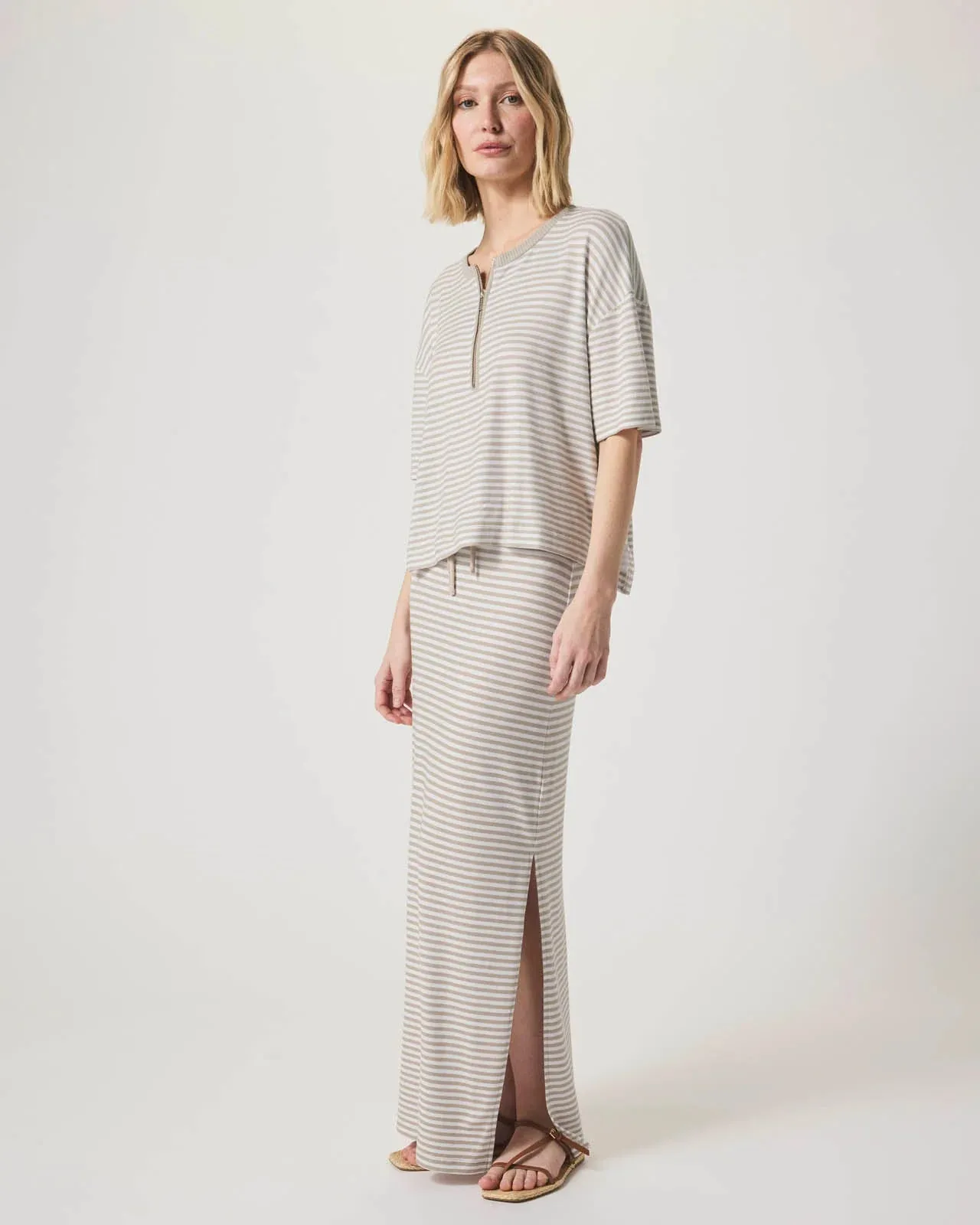 Brooke Stripe Skirt by Splendid | Fawn Stripe