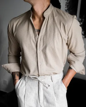 BROWN DAVID MANDARIN COLLAR SHIRT