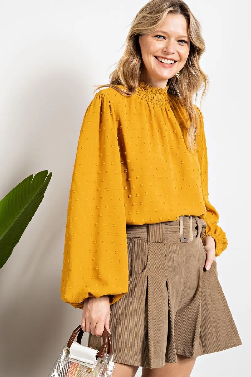 BUBBLE SLEEVES BLOUSE TOP