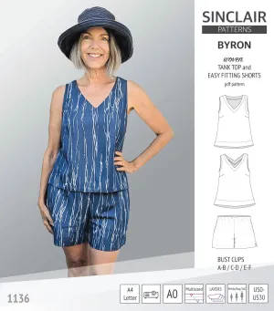 Byron v-neck tank top and easy fitting shorts set for woven fabrics  (PDF)