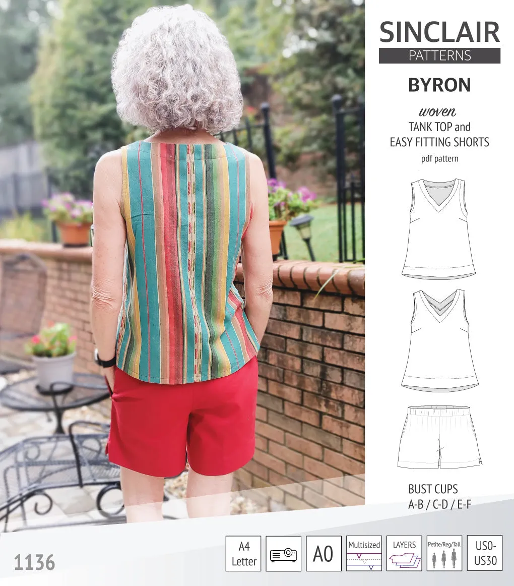 Byron v-neck tank top and easy fitting shorts set for woven fabrics  (PDF)