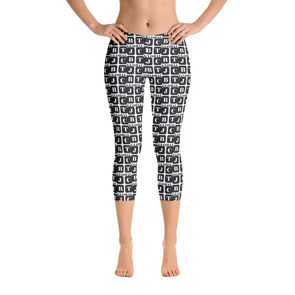 Capri Leggings "2023-0011 White (Black Logo)"