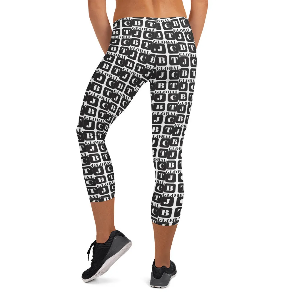 Capri Leggings "2023-0011 White (Black Logo)"