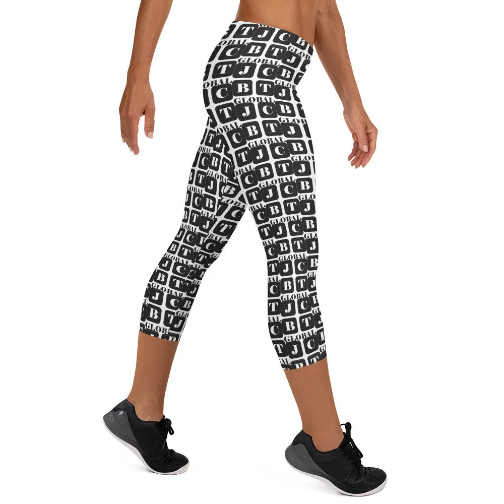 Capri Leggings "2023-0011 White (Black Logo)"