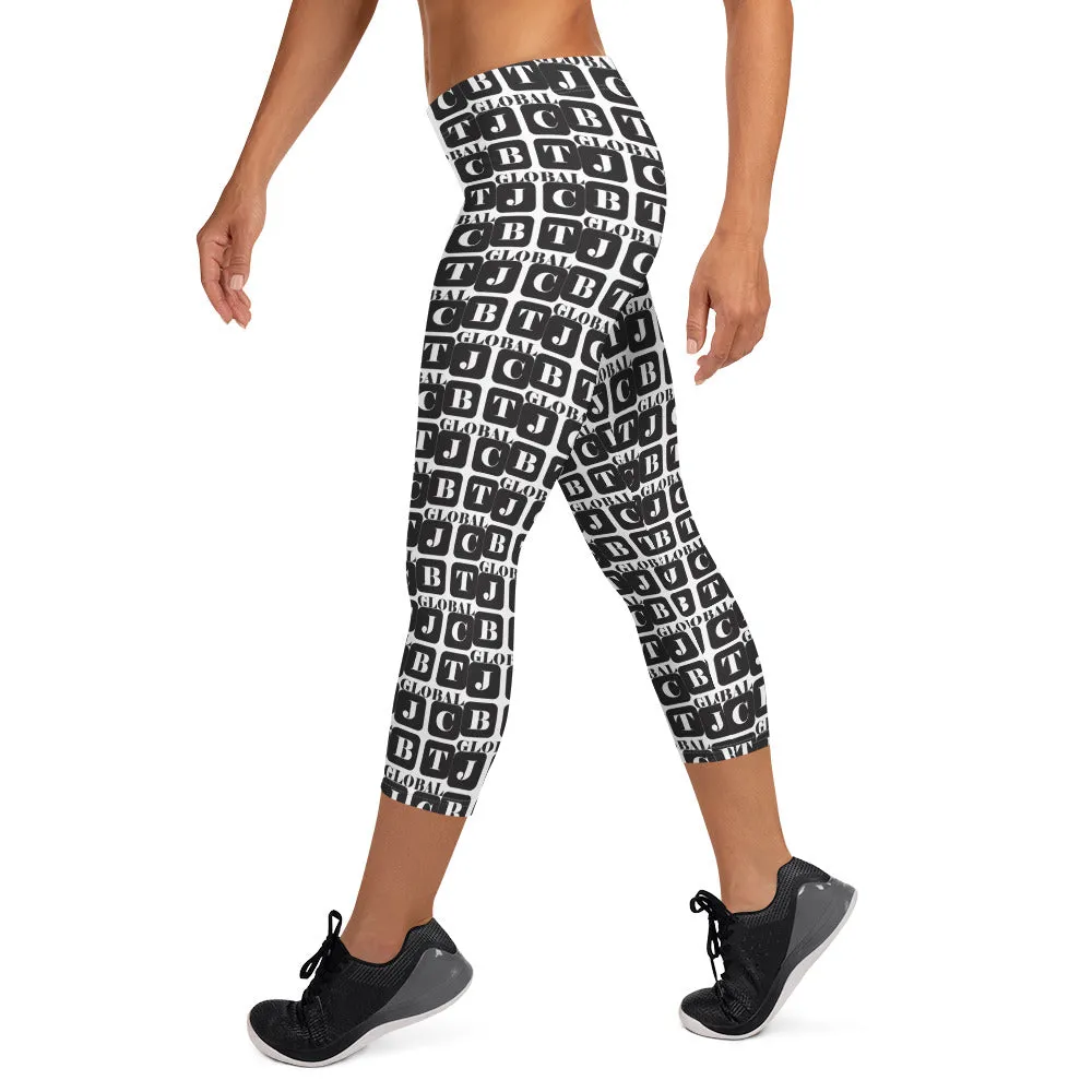Capri Leggings "2023-0011 White (Black Logo)"