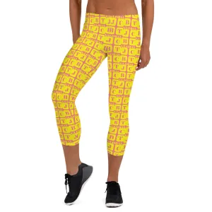Capri Leggings "2023-0211 Pink (Yellow Logo)"