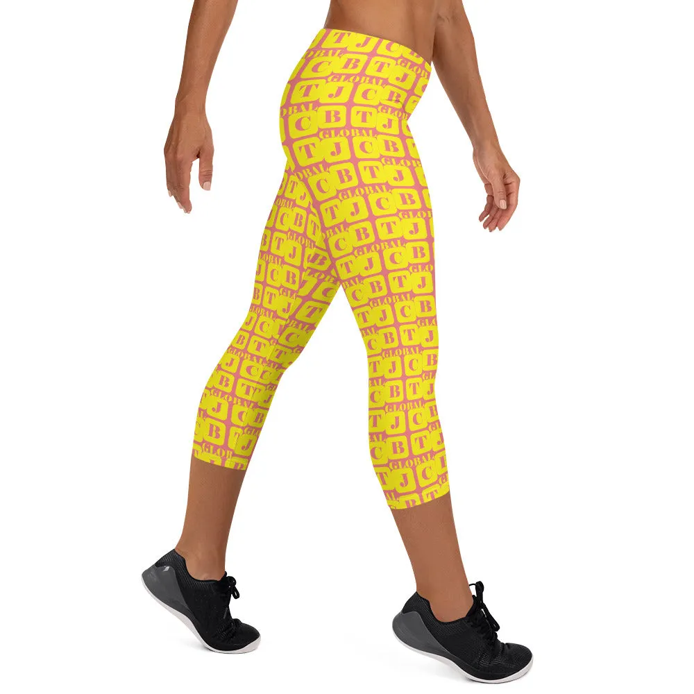 Capri Leggings "2023-0211 Pink (Yellow Logo)"