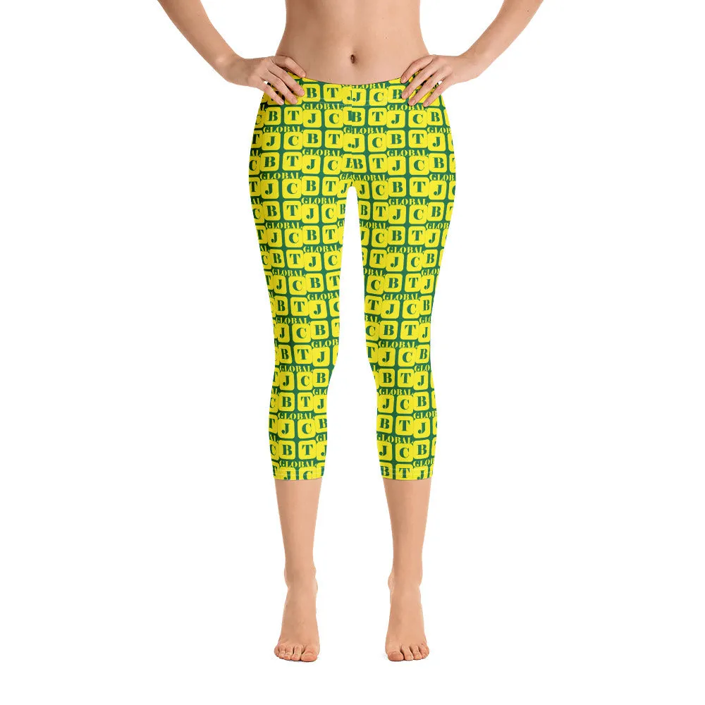 Capri Leggings "2023-0231 Green (Yellow Logo)"