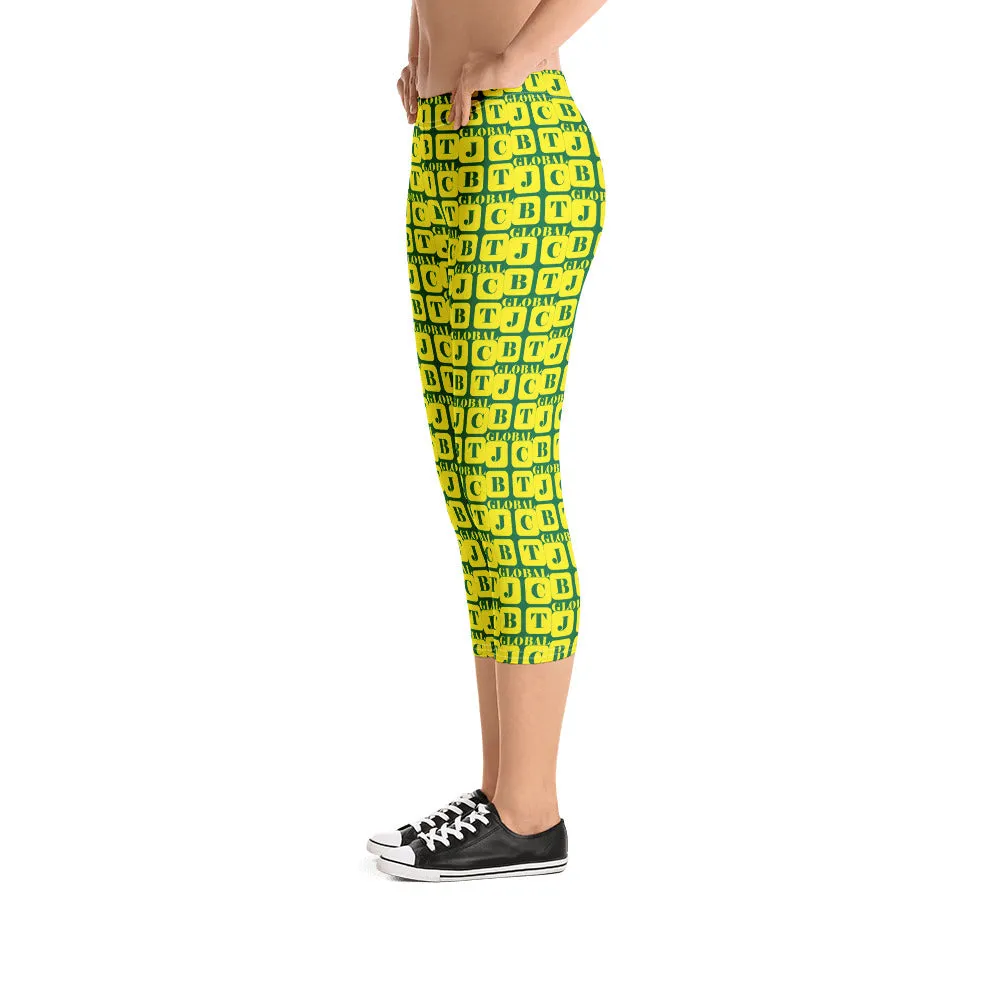 Capri Leggings "2023-0231 Green (Yellow Logo)"