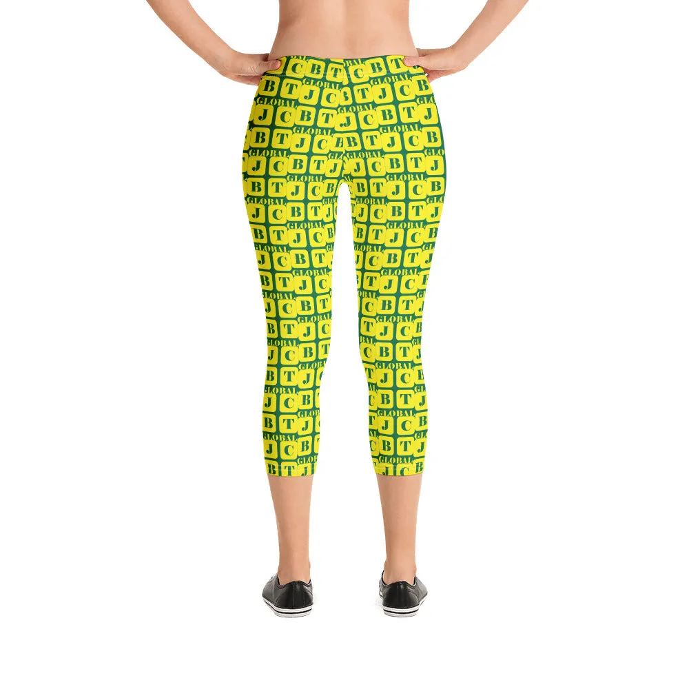 Capri Leggings "2023-0231 Green (Yellow Logo)"