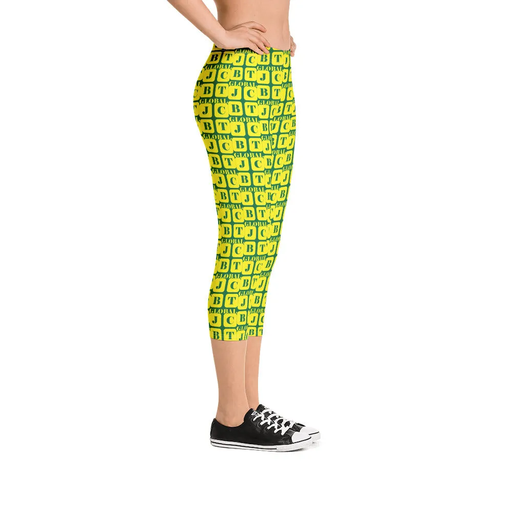 Capri Leggings "2023-0231 Green (Yellow Logo)"