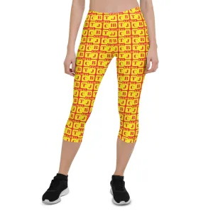 Capri Leggings "2023-0261 Red (Yellow Logo)"