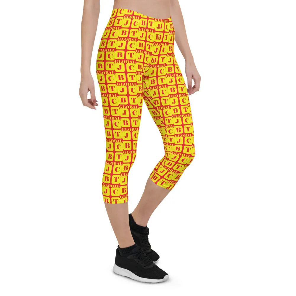 Capri Leggings "2023-0261 Red (Yellow Logo)"