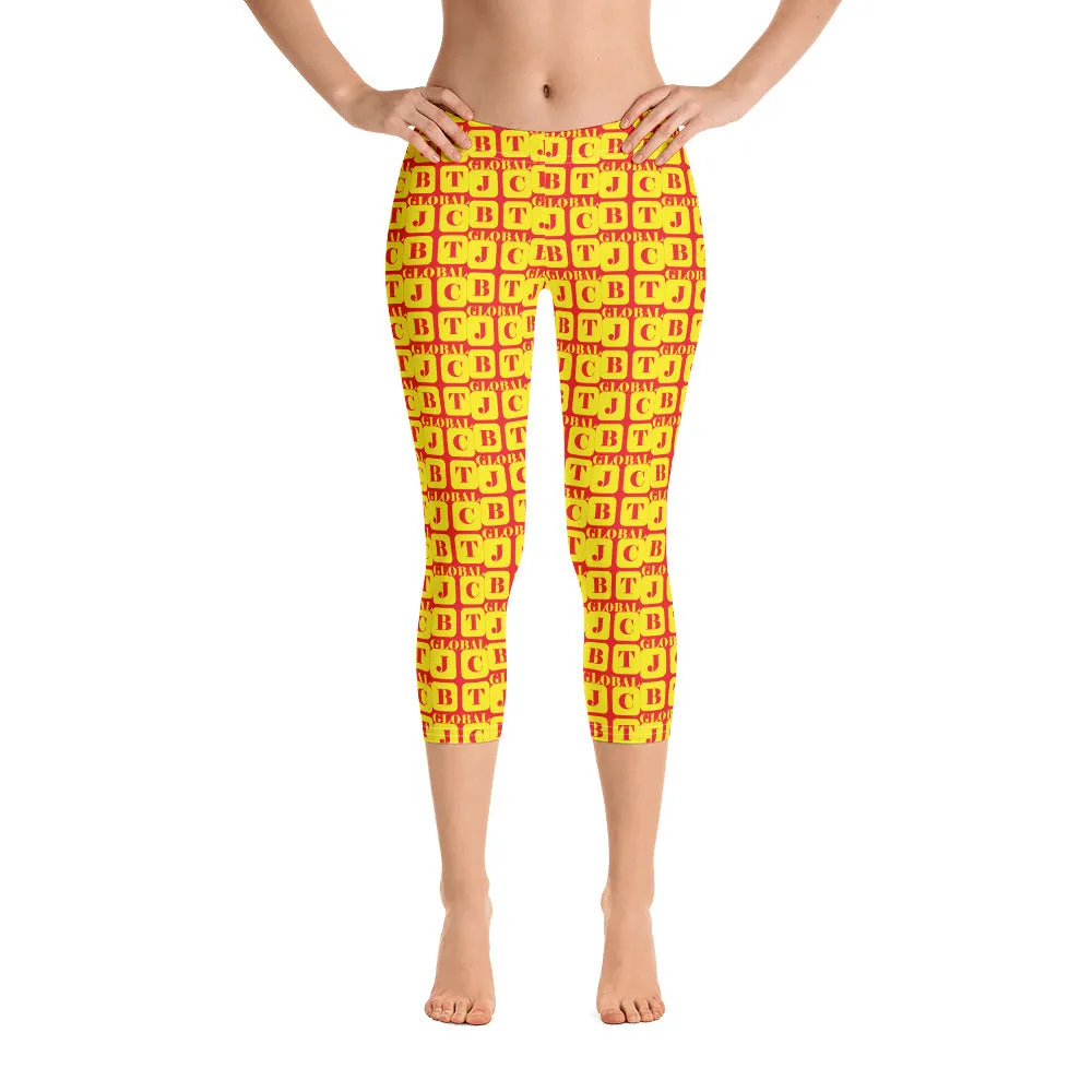 Capri Leggings "2023-0261 Red (Yellow Logo)"