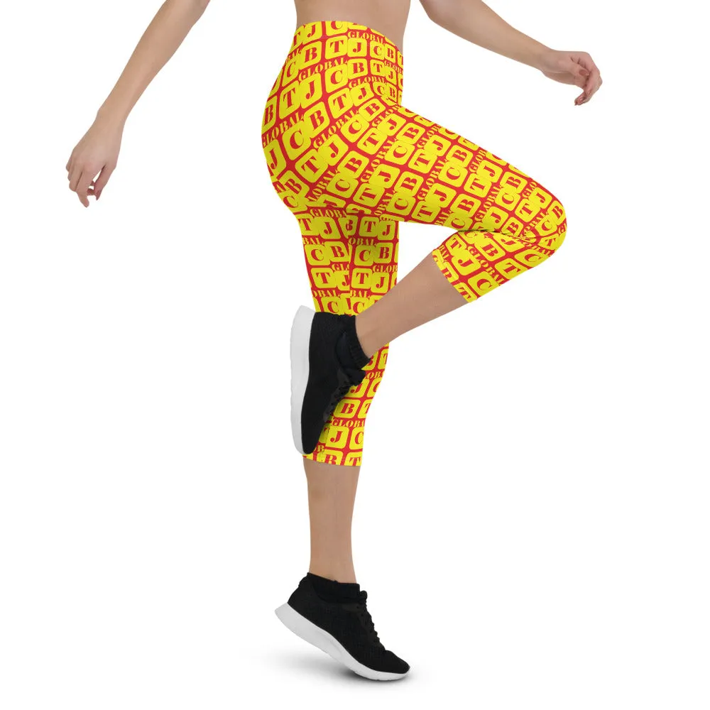 Capri Leggings "2023-0261 Red (Yellow Logo)"