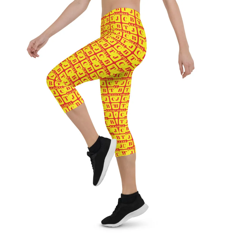 Capri Leggings "2023-0261 Red (Yellow Logo)"
