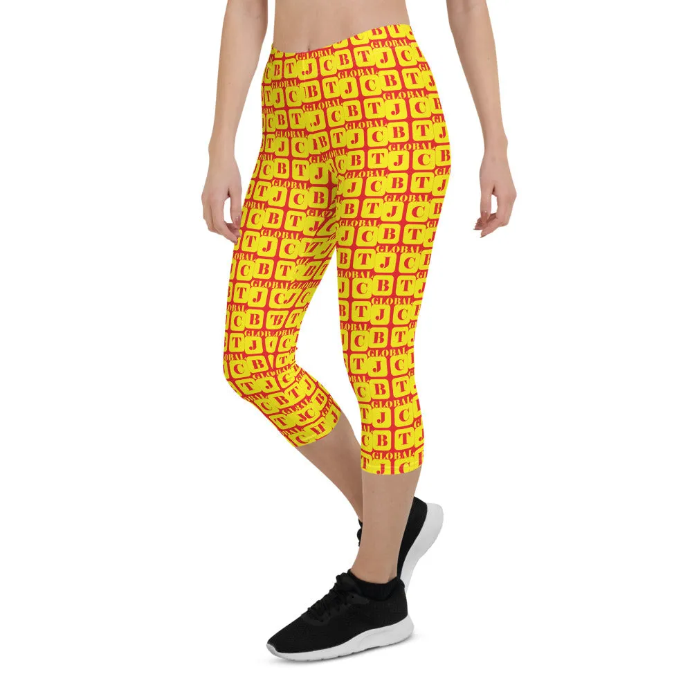 Capri Leggings "2023-0261 Red (Yellow Logo)"