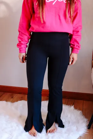 Cohen Front Slit Leggings - Black