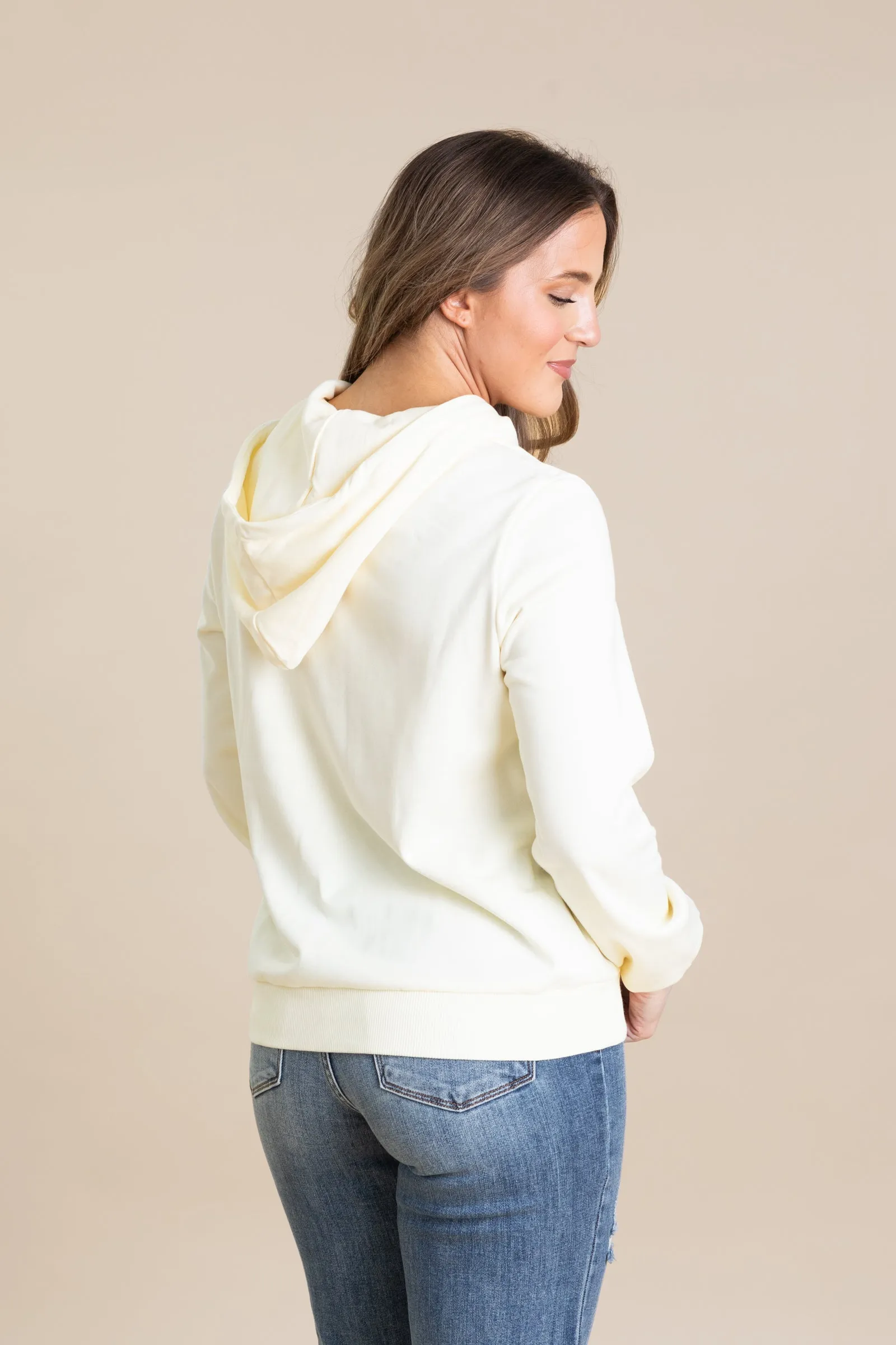 Cream Multicolor Stripe Patch Hoodie Jacket