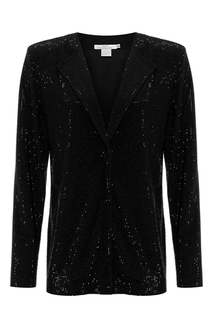 Crystal-encrusted V-neck jacket