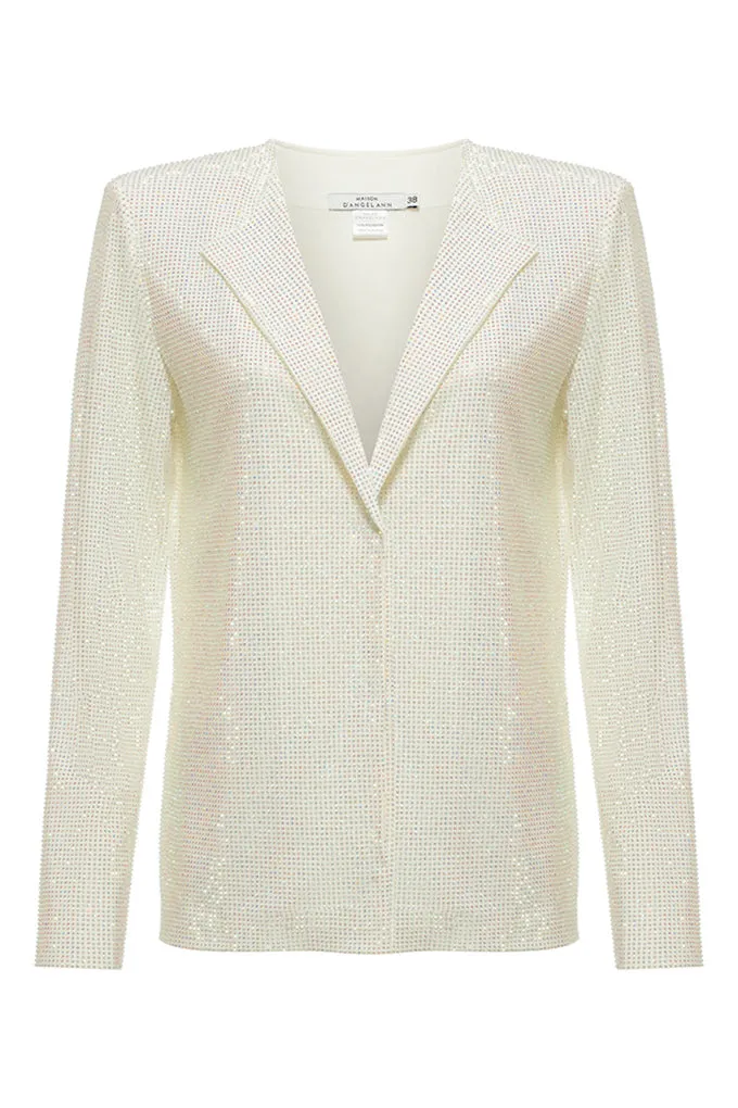 Crystal-encrusted V-neck jacket
