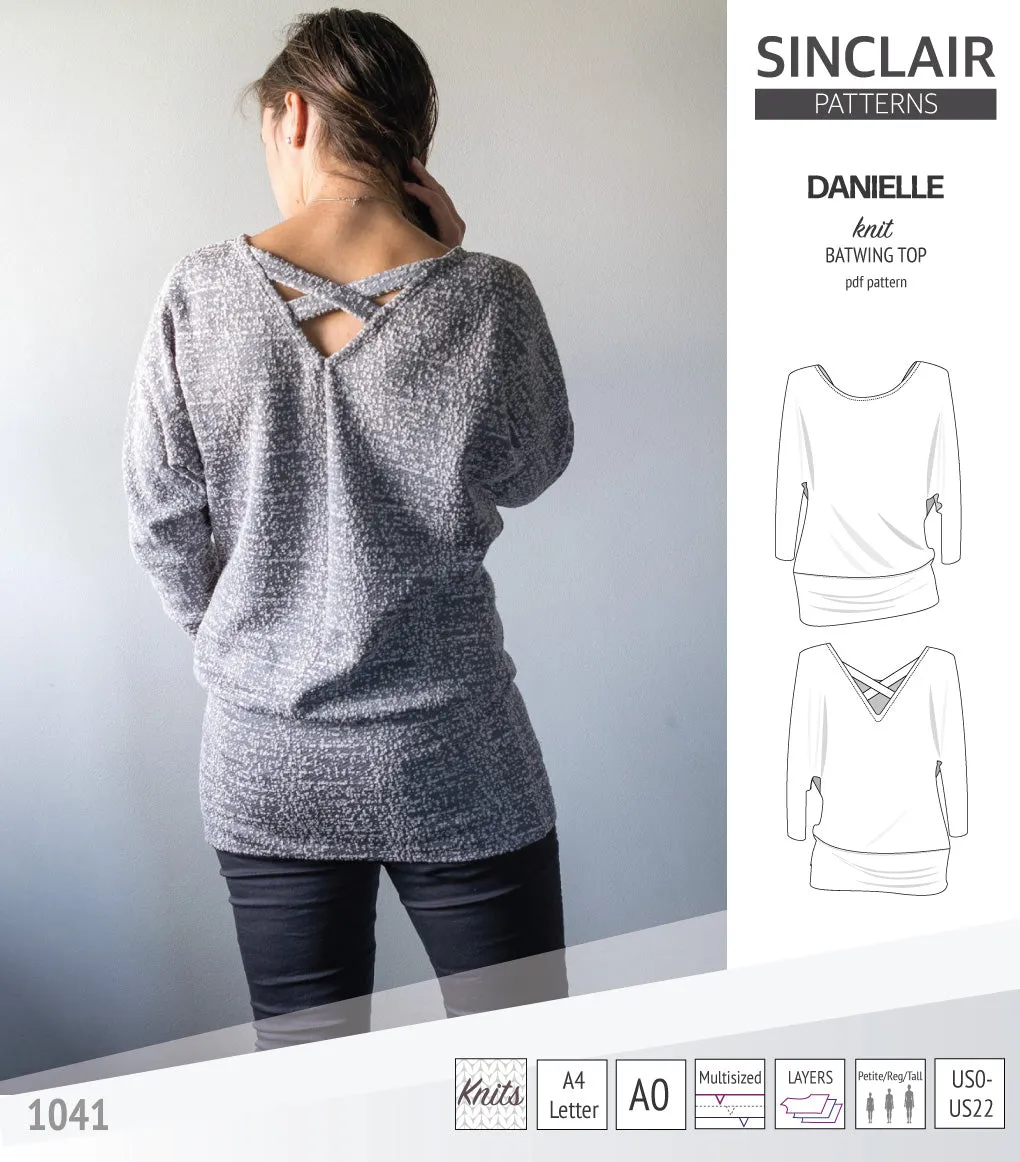 Danielle relaxed fit batwing knit top (PDF)