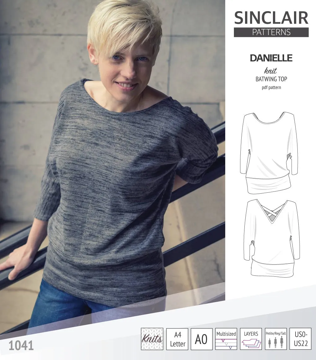 Danielle relaxed fit batwing knit top (PDF)