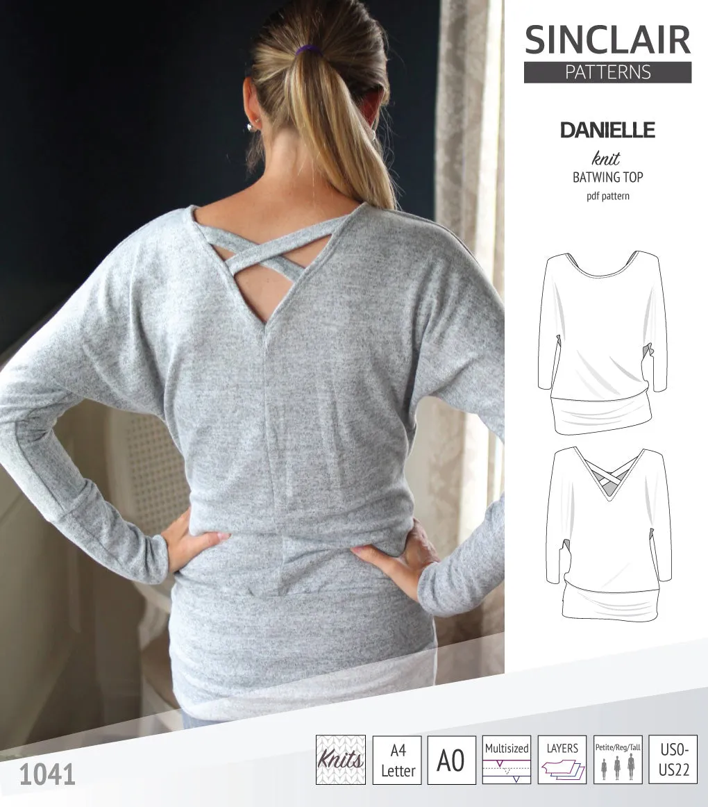 Danielle relaxed fit batwing knit top (PDF)