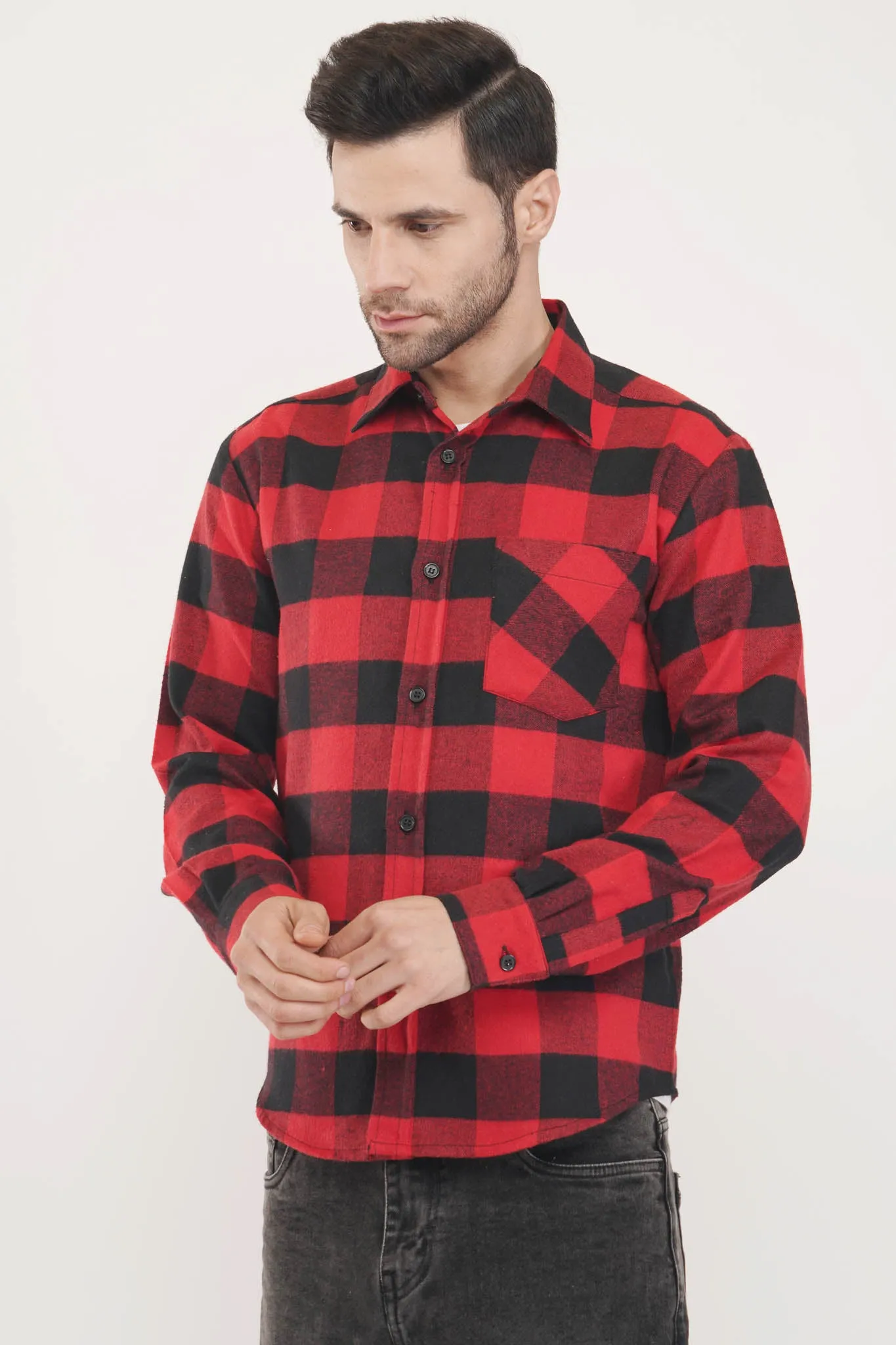 Dapper Line | Red & Black Oxford Checkered Shirt